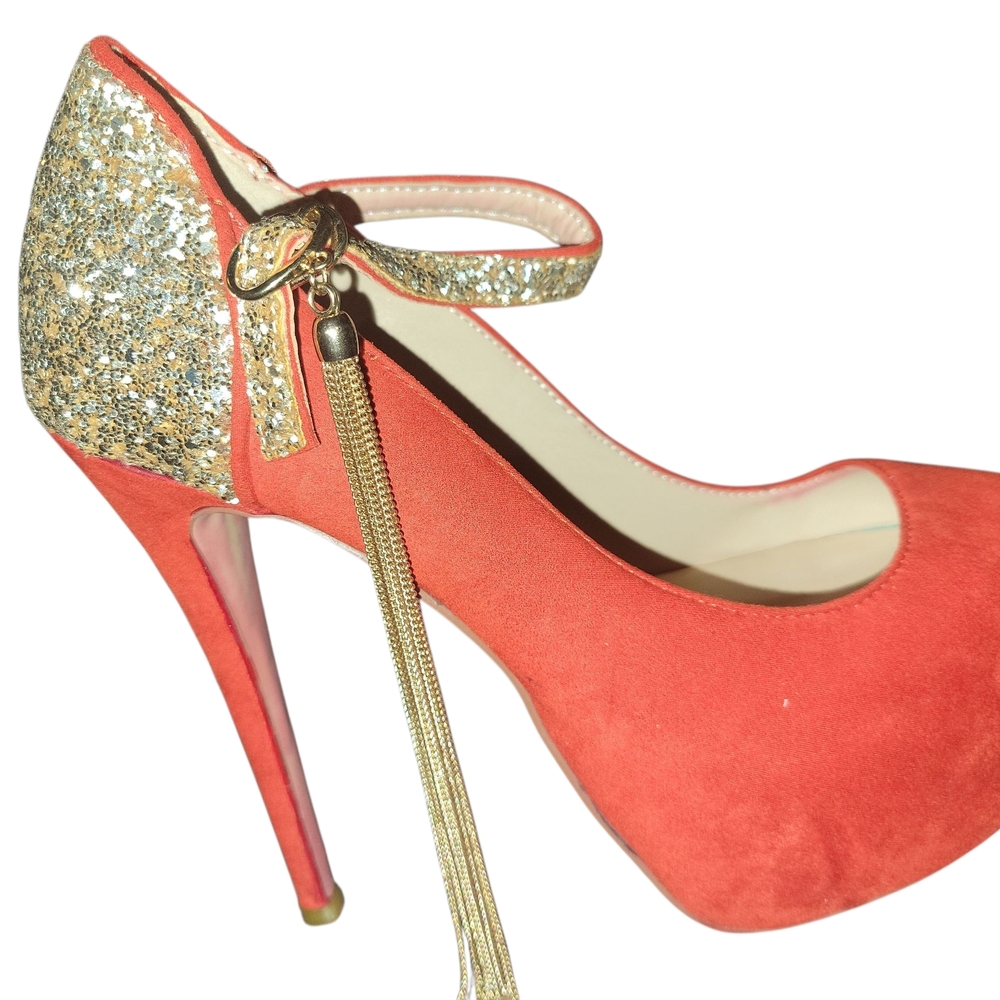 Elegant Red and Gold Women's Heels